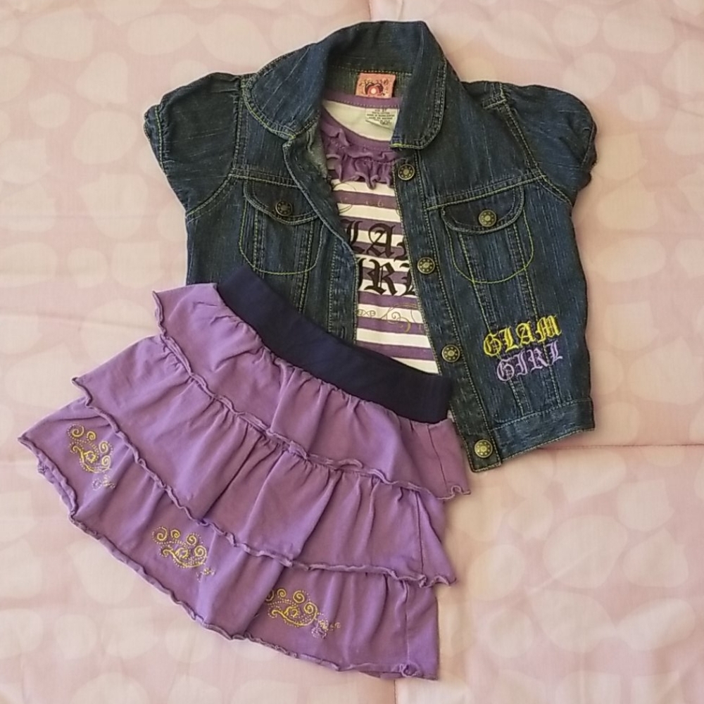 2B Real Toddler Girl Skirt, Shirt & Jacket Set